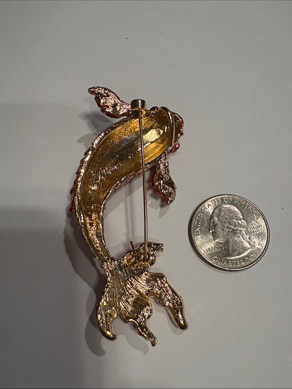 Red Koi Fish Brooch Pin/Pendant - Picture 3 of 3